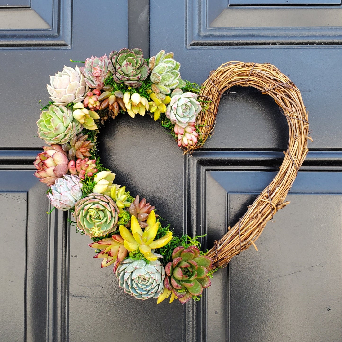 Simply Succulent Heart Grapevine Wreath