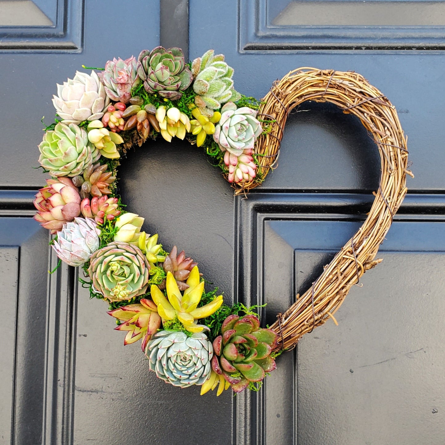 Simply Succulent Heart Grapevine Wreath
