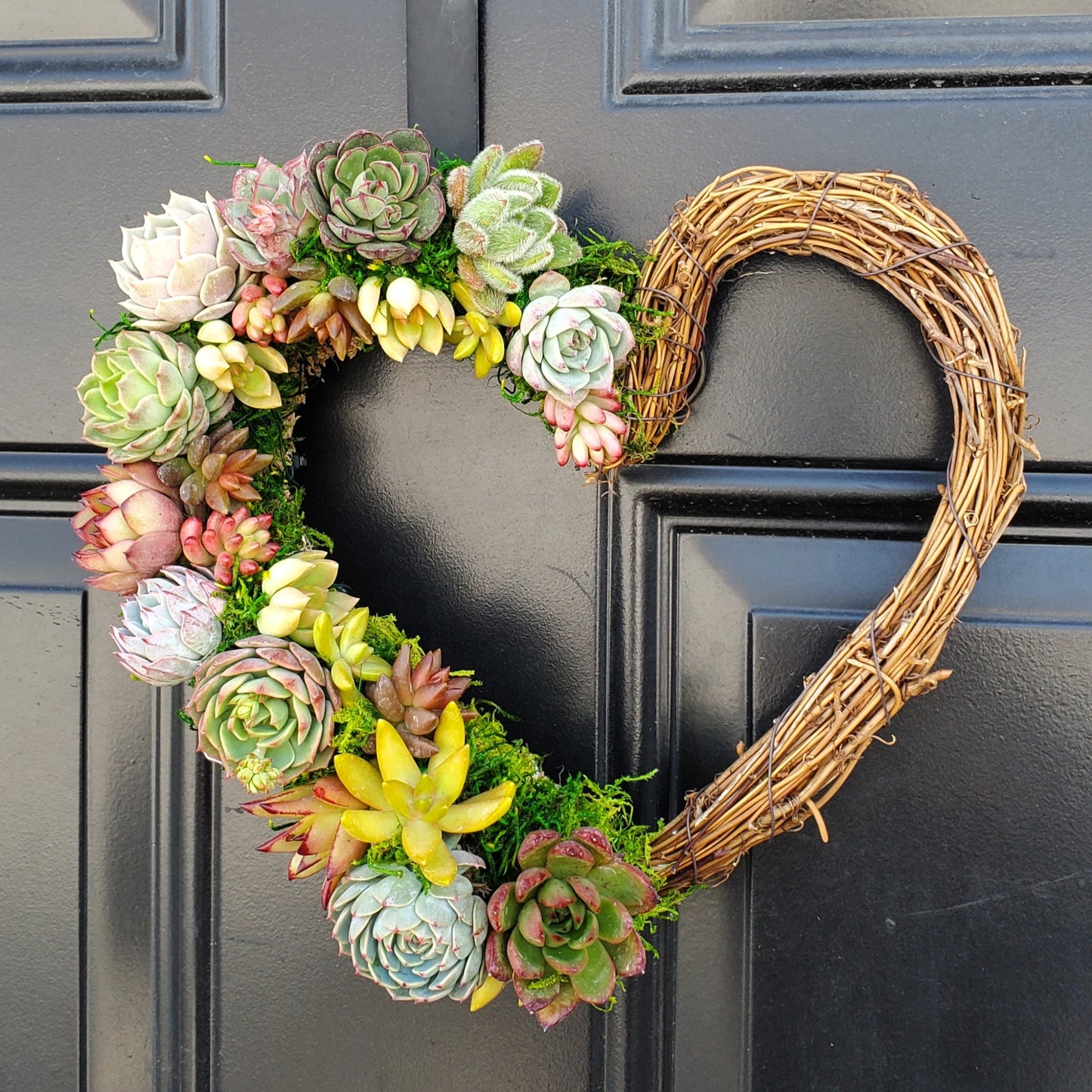 Simply Succulent Heart Grapevine Wreath