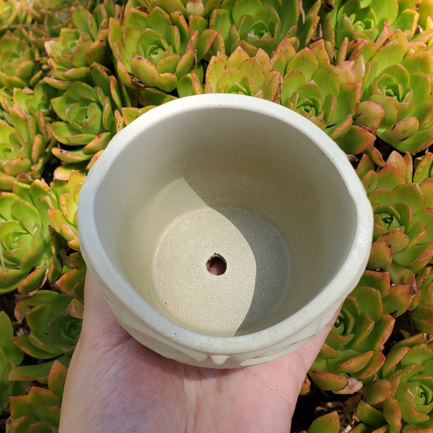 Embossed Pedestal Cement Planter