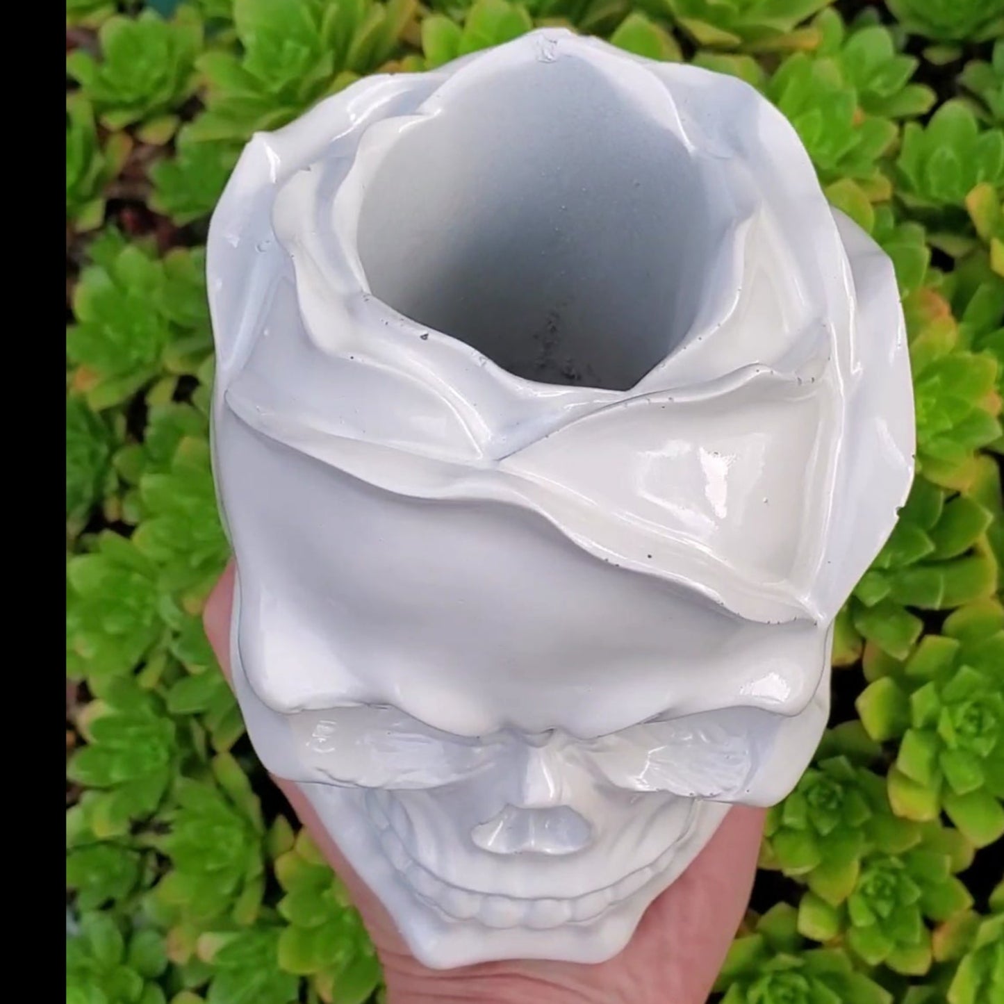 Rose Skull Cement Planter