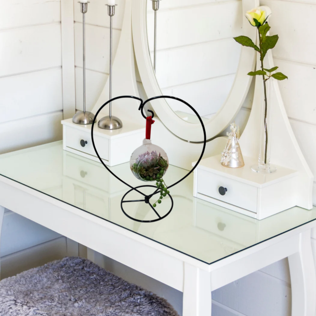 DIY Glass Succulent Hanging Terrarium Kit with Heart Stand