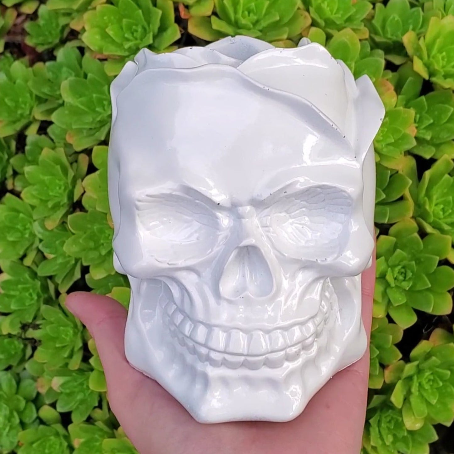 Rose Skull Cement Planter