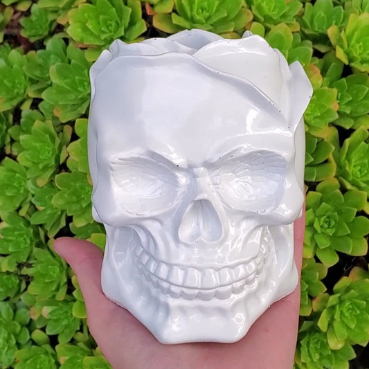 Rose Skull Cement Planter