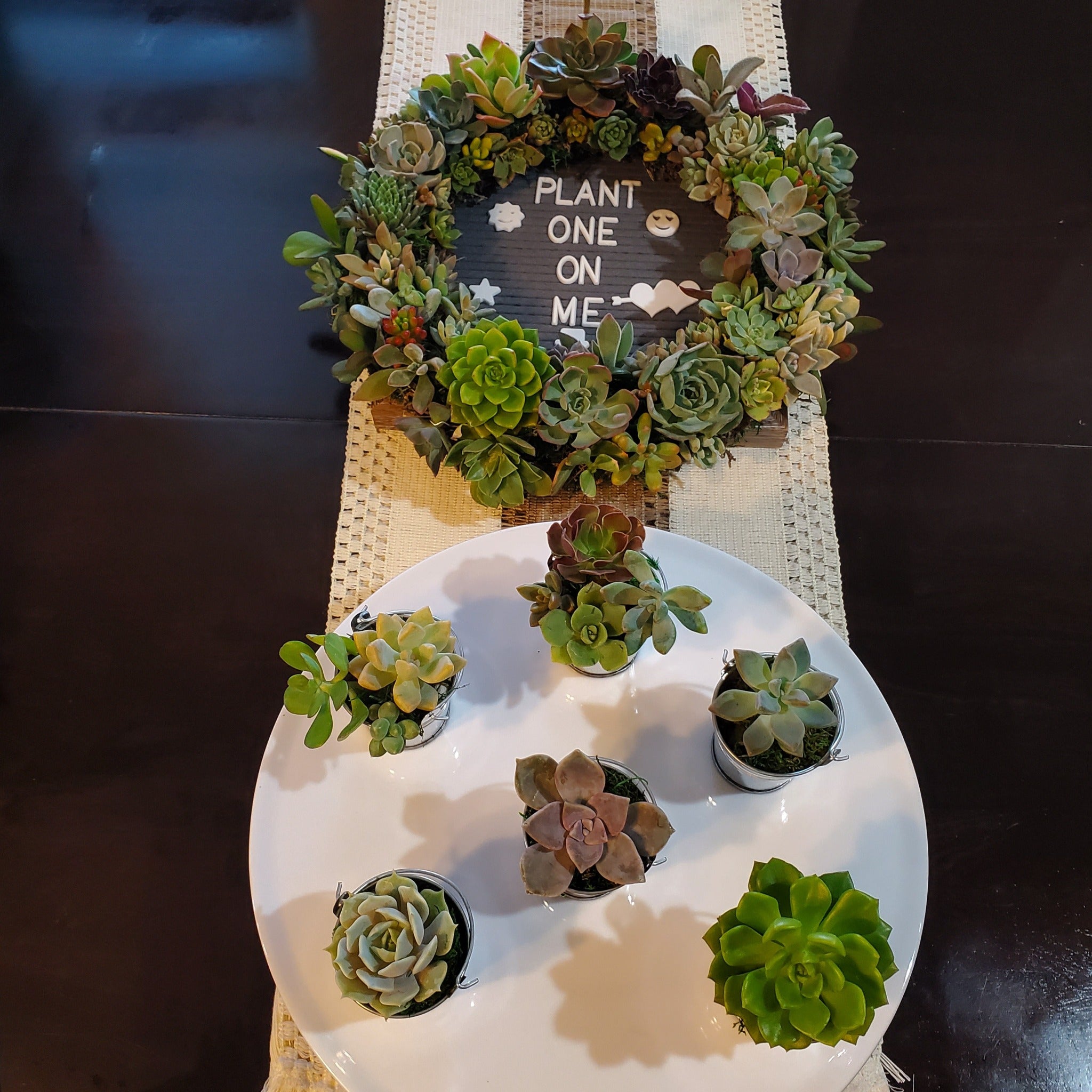 metal succulents Succulent Favors in Mini Metal Pails with Handles