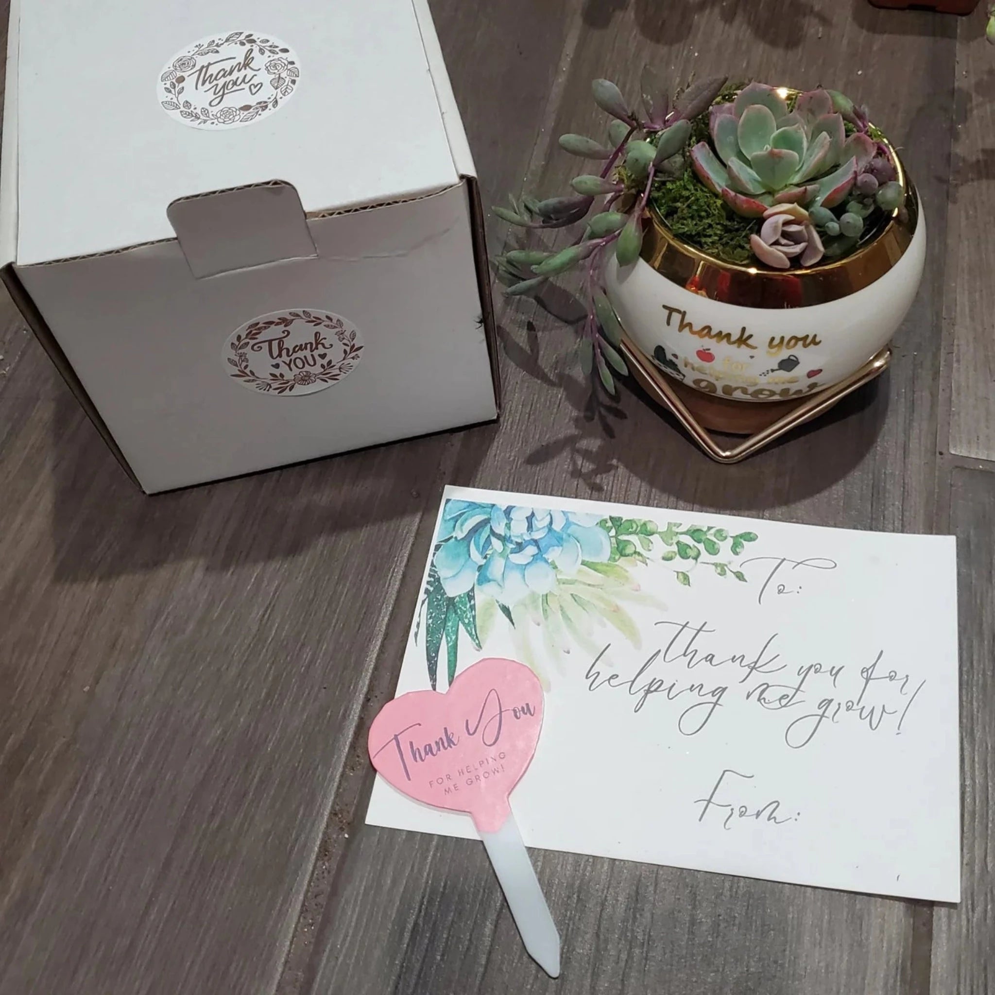 Teaching is a Work of Heart Succulent Gift Box  Rooted in Paradise  Succulent Studio – Rooted in Paradise Succulent Studio